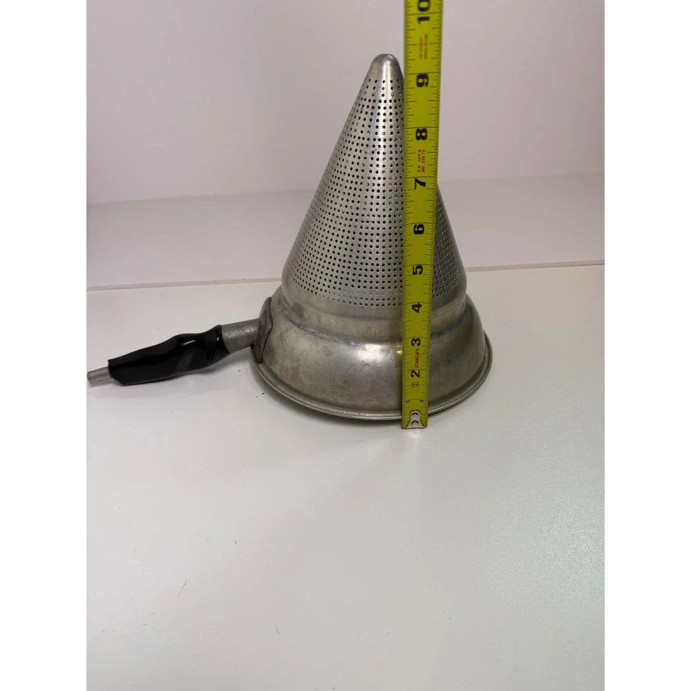 Vintage WearEver Aluminum‎ Cone Strainer Sieve with Black Handle 7.5 Inch